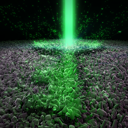 Illustration of a laser bream interrogating a physical key made out of random-scattering medium for Quantum-Secure Authentication. Credit: Pepijn W.H. Pinkse