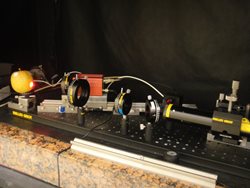 The team’s setup to measure speckle patterns involves coherent light, a laser beam, polarizers, quarter waves to generate different incident polarizations, and a CMOS or CCD camera to record the fruits’ speckle pattern. CREDIT: R.Nassif